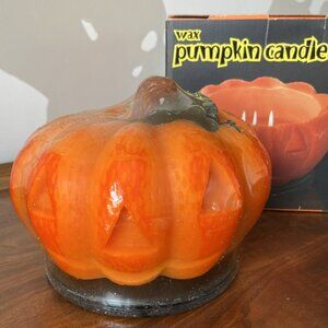 Sealed JC Penney Home Collection Wax Pumpkin Candle Large Jack-O-Lantern Vintage